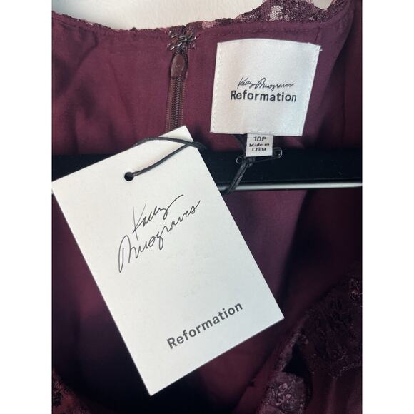 Reformation x Kacey Musgraves Bunny Mini Dress Chianti Burgundy Red Size 10P - Picture 4 of 9